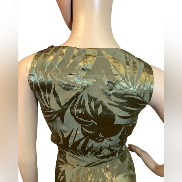 Ralph Lauren Size 6  NWT Olive Green Palm Leaf  Sleeveless Midi Dress (0431) - Picture 9 of 13